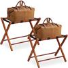 Relaxdays Portavaligie da Camera in Legno, Set da 2, Stand Reggi Valigia Pieghevole, Hotel, 54 x 66 x 48 cm, Naturale