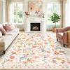 INOVADAY Tappeto Lavabile 200x300 cm Crema Tappeto da Soggiorno | Camera da Letto, Cucina, Bagno, Sala da Pranzo, Pelo Corto, Antiscivolo, Stampa Floreale, Boho, Morbido, Facile da Pulire
