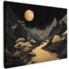 MuchoWow© Stampe Su Tela Foto Quadri Moderni Canvas Quadro | 70x50 cm Camera Da Letto Salotto Decorazione Parete Fiume Dorato - Montagne