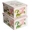 Lavatelli Set 2 pezzi Scatole armadio in cartone, organizer per vestiti e biancheria, per cambio stagione, Rose 49x40xh24 cm