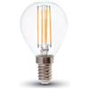 V-TAC VT-2486 Lampadina led 6W E14 2700k lampada filamento 130lm/w goccia P45 vetro trasparente sku 2854