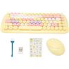ciciglow Tastiera e mouse senza fili, tastiera colorata per macchina da scrivere con pulsante rotondo 2.4G USB, tastiera Kawaii leggera e silenziosa, compatibile con computer portatile