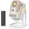 Kinhank Mini proiettore 4K 1080p Full HD, sistema operativo Android, proiettore intelligente ruotabile a 360 °, 450 ANSI, WiFi6/BT5.2, messa a fuoco automatica e Keystone, casa cinematografica portatile