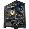 MODECOM VOLCANO STELLAR PLUS ARGB 8F Nero, case per PC Midi Tower, 8 ventole, vetro temperato, filtri antipolvere, compatibile con schede madri ATX, gestione dei cavi