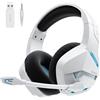 BINNUNE Cuffie da gioco wireless con microfono, 2.4G e Bluetooth 5.3 per PS4 PS5 PC, suono da 50 mm, bassa latenza, batteria da 120 ore, wireless