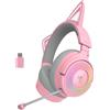 RAZER Cuffie da gioco RGB wireless Razer Kraken Kitty V3 Pro con orecchie da gatto, HyperSpeed Wireless e Bluetooth, driver da 40 mm, THX Spatial Audio
