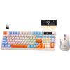 ZIYOU LANG Set tastiera e mouse da gioco wireless, BT/2,4 GHz, display e pulsante intelligenti, retroilluminazione arcobaleno, tastiera QWERTY ricaricabile