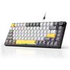 Ajazz Tastiera meccanica da gioco 75% Hot-Swap con cavo, 82 tasti, tasti PBT, controllo del volume, isolamento acustico, ergonomica, interruttori lineari
