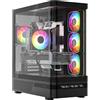 Modecom Case per computer MODECOM Volcano AQ200 Midi, nero, con 3 ventole ARGB da 120mm, pannello laterale in vetro temperato, compatibile con schede madri ATX e Micro-ATX