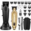 KEMEI Set professionale con tagliacapelli e regolabarba, forbici da barbiere per tagliare i capelli, elettrico per uomo, kit per la cura della barba con lama a T e 11 pettini guida