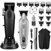 KEMEI Set professionale con tagliacapelli e regolabarba, forbici da barbiere per tagliare i capelli, elettrico per uomo, kit per la cura della barba con lama a T e 11 pettini guida