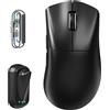 ATTACK SHARK Mouse da gioco wireless V8, ultraleggero 59 g, sensore PAW3950MAX 42.000 DPI, doppio 8000 Hz, chip Nordic 54L15, dongle a pinna di squalo, 2,4 G/BT/cavo