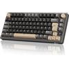 RK ROYAL KLUDGE Tastiera da gioco wireless QWERTZ al 75%, meccanica RGB, tripla modalità 2,4G Bluetooth USB-C, display OLED e manopola, interruttori rossi hot-swap, TKL 81 tasti