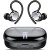 sprtoybat Auricolari sportivi, 128 ore Bluetooth 5.3, stereo HiFi con bassi profondi, microfono con cancellazione del rumore ENC, impermeabili IPX7 con gancio auricolare, indicatore LED USB-C