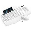 SABLUTE Set tastiera e mouse wireless 2,4 GHz, tastiera ergonomica full size con poggiapolsi e supporto, silenziosa, USB, per Mac, Windows, PC e laptop