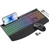 SABLUTE Set tastiera e mouse wireless con illuminazione, ricaricabile 4000 mAh, full size con tastierino numerico, 3 DPI, 2,4 GHz USB-A/USB-C per PC Windows Chrome OS