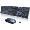 INFINMIND Set tastiera e mouse wireless QWERTZ, connessione wireless a 2,4 GHz, tastiera silenziosa e sottile, 19 tasti multimediali, ricevitore USB nano per laptop, PC, Mac e Smart TV