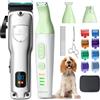 Merkloos Tosatrice per cani - Set 4 in 1 - Senza fili con batteria USB - Display LCD - Lame in Vetroceramica - 2 tosatrici 8 pettini