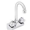 DuraSteel - Rubinetto per lavello da cucina da 10,2 cm, con beccuccio a collo di cigno da 8,9 cm, senza piombo e certificato NSF, doppia manopola, struttura in ottone e cromo lucido
