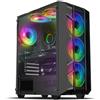 Spirit of Gamer - REBEL NX, PC Case Gaming ATX/mATX/ITX, 4 Ventole ARGB da 120 mm, Vetro Temperato, Supporto per Watercooling da 360 mm, Archiviazione Modulabile SSD/HDD