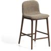 La Forma Sgabello Elnor in ciniglia marrone con gambe in legno massello di rovere con finitura noce 65 cm