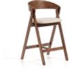 La Forma Sgabello Godia in ciniglia beige e impiallacciato di rovere con finitura
