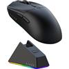 Ajazz Mouse da gioco, sensore PAW3311, 24.000 DPI, 2,4 GHz/USB-C/Bluetooth, batteria da 500 mAh, stazione di ricarica magnetica RGB, durata di 80 milioni di clic, compatibile con PC e Mac