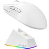 Ajazz Mouse da gioco, sensore PAW3311, 24.000 DPI, 2,4 GHz/USB-C/Bluetooth, batteria da 500 mAh, stazione di ricarica magnetica RGB, durata di 80 milioni di clic, compatibile con PC e Mac