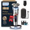 Philips Rasoi elettrico da uomo Philips i9000 Prestige XP9404/31, Ultra Wet & Dry, cromato, sensore di pressione e movimento, accessorio rifinitore, stazione di pulizia e ricarica