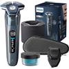 Philips Rasoi elettrici Philips Serie 7000 da uomo S7882/54, Wet & Dry, blu ghiaccio, rifinitore integrato a scomparsa, accessorio rifinitore per barba, stazione di pulizia