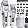 CIICII Set professionale di tosatrici per capelli senza fili con rifinitore e rasoio, kit per barba, display LCD, motore silenzioso, tosatrice per capelli da uomo, da parrucchiere