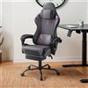 TANYEAR Sedia da gaming TANYEAR, ergonomica, con altezza regolabile, girevole e schienale regolabile, rivestita in ecoFinto cuoio, colore grigio, nero e viola