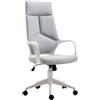 HOMCOM Sedia Ufficio con Funzione Dondolo, 63x63x117-127 cm, Grigio | Poltrona Presidenziale in Tessuto, Altezza Regolabile, Seduta Girevole
