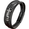 HUIANGLIYG Braccialetto Della Fede Maschile Braccialetto in Pelle intrecciata Nera Multistrato con Croce Cubica di Zirconia e Chiusura Magnetica Regalo Classico di Gioielli Cristiani per Lui Fidanza