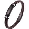 HUIANGLIYG Bracciale Cuoio Uomo,Bracciale in Vera Pelle intrecciata Fatto A Mano per Uomo, Bracciale Rigido Alla Moda intrecciato con Chiusura Magnetica, Idea Regalo Vintage Punk per L'Uso Quotidian