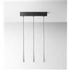 Gea luce DAFNE S/3P- SOSPENSIONE 3 LUCI CON ROSONE RETTANGOLARE LED 3000K 612LM 16,5W ARGENTO OPACO