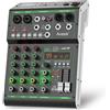 Aveek F4 Mixer Console di Mixaggio Professionale con Ingresso USB/Bluetooth