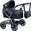 Dolly Tots Carrozzina Cherish | Passeggino per bambini con borsa fasciatoio abbinata e cappuccio regolabile, stampa a pois rosa, sistema da viaggio per bambini dai 3 anni in su