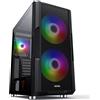 Modecom Case per computer MODECOM VOLCANO AMIRANI ARGB, colore nero, formato Midi-Tower, compatibile con schede madri ATX, 3 ventole ARGB da 120 mm, pannello laterale in vetro, pannello frontale a rete