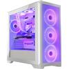 Modecom Case per PC MODECOM VOLCANO EXPANSE S APEX ARGB, bianco, MIDI Tower ATX, pannello laterale in vetro, ventole ARGB preinstallate