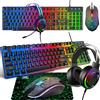 CROSS ZEBRA Set di mouse e cuffie da gioco, 104 tasti retroilluminati arcobaleno per la tastiera con layout britannico 2400DPI Mouse con suono surround RGB 7.1 Tappetino per mouse leggero a nido d'ape