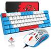 LexonElec Set di mouse con tastiera, 62 tasti compatti, cablati di tipo C, 19 tasti retroilluminati per il gioco + mouse RGB da 6400 DPI + tappetino per il mouse, layout UK per PC, laptop