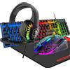 LexonElec tastiera da gioco 4-in-1 con cavo, 104 tasti, stereo 3D, retroilluminazione multi-RGB, microfono ergonomico regolabile