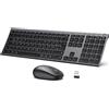iclever Tastiera e mouse, set di mouse con tastiera wireless ricaricabile a doppia modalità (Bluetooth 4.2+2.4G), ultrasottile e multifunzionale per Mac, Andoid, Windows