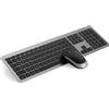 seenda Set mouse tastiera senza fili, ricaricabile ultrasottile, ergonomico con copertura antipolvere in silicone per PC/Laptop/Smart TV, layout QWERTZ
