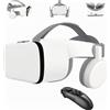 LONGLU VR set Realtà Virtuale VR per telefono, wireless Bluetooth VR occhiali auricolari VR 110 ° FOV, supporta 4,7-6,2 pollici telefono cellulare, compatibile con Android iOS