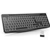 TECURS Gaming PC- Tastiera silenziosa QWERTZ Bianco Illuminato Ergonomico Impermeabile, 2.4Ghz Led Tastiera per Windows/Mac/PS4/Xbox con tasti multimediali Nero
