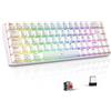 TECURS Tastiera meccanica RGB Wireless Bluetooth/2.4G/Wired, 65% QWERTZ Gamer Keyboard con interruttori rossi per PC/Laptop/PS4/PS5, bianco