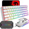 KUIYN 60% tastiera da gioco compatta con cavo, 61 tasti, 11 tasti RGB completi, anti-ghosting + mouse da gioco leggero, 2400 DPI, mouse ottico con motivo a nido d'ape