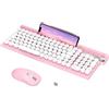 RaceGT Tastiera Tastiera wireless per macchina da scrivere Tastiera wireless rosa con mouse Tastiera wireless rosa retrò Tastiera carina colorata per PC Mac Computer Laptop Tavolo